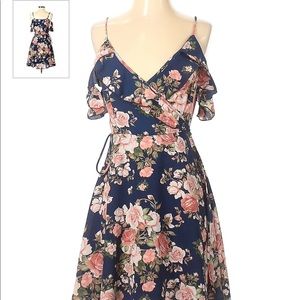 Francesca’s blue floral rose dress